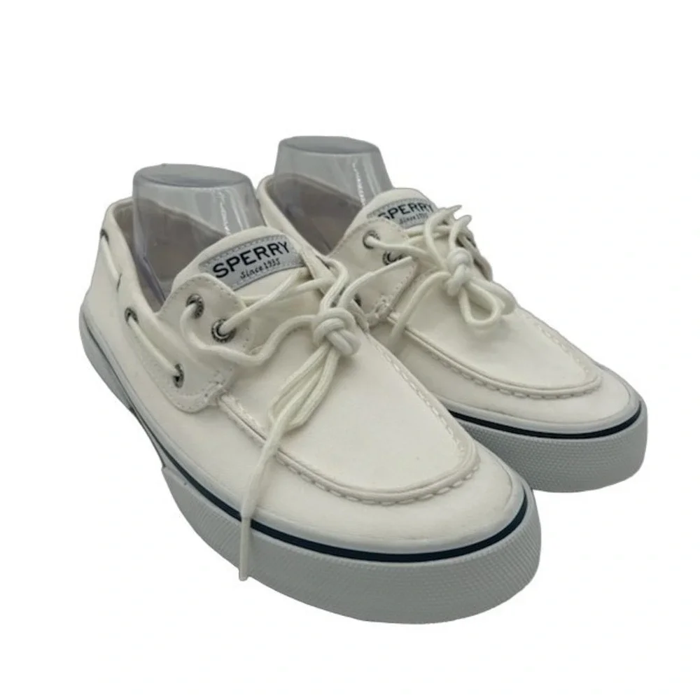 NEW Sperry Crest Lug Boat Shoes Men's Size 9.5 White Canvas Platform Sneakers